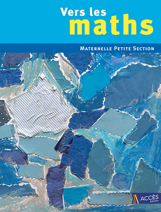 Collage de gouache bleue qui représente la couverture de l'ouvrage pédagogique Vers les Maths maternelle petite section.