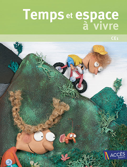 Couverture du livre pédagogique Temps et Espace à vivre CE1 illustrée par des enfants qui explorent une montagne.