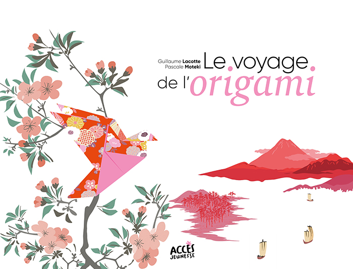 Couverture de l'album jeunesse Le voyage de l'origami illustré par un origami en forme d'oiseau dans un arbre.