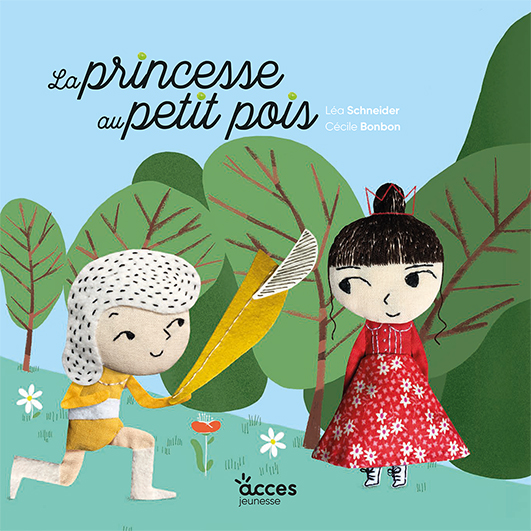 Couverture du livre jeunesse La princesse au petit pois d'Accès Jeunesse illustrée par le prince à genoux devant la princesse.