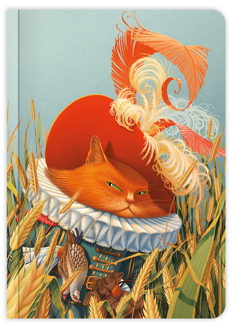 Couverture du carnet de notes A5 Le Chat botté illustrée par Rose Poupelain.